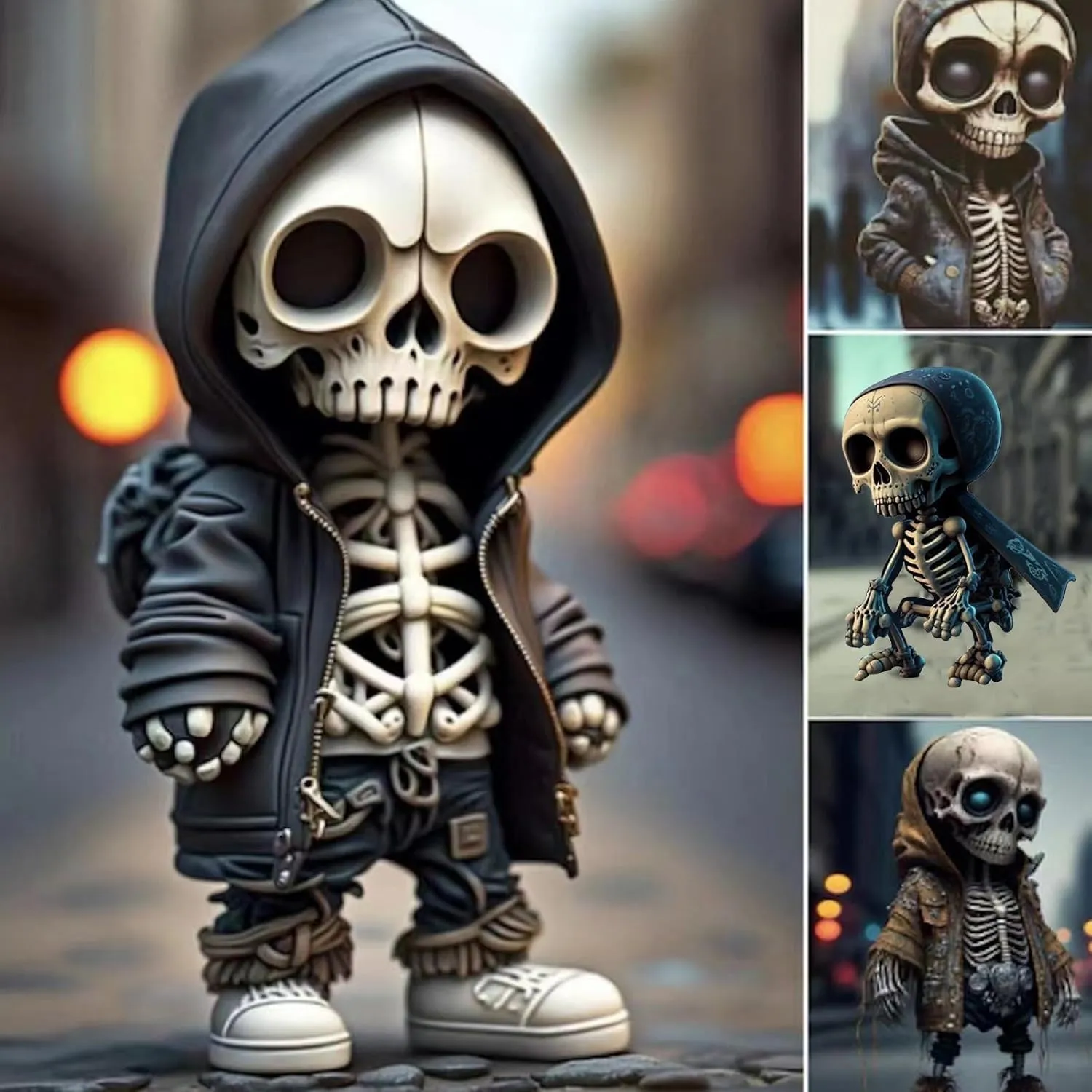 1 PC Car Halloween Skull Pendant, Acrylic Spooky Skeleton Statue Decoration, Rearview Mirror Swing Skull Doll Accessories, Universal for Most Car Backpack Hanging Decorations (Black #03)