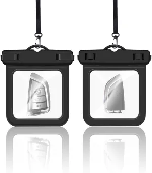 2 Pack Submersible Waterproof Wallet Dry Car Key Fob Case Bag,Swimming Surfing Water Sports Small Waterproof Pouch Holder for Door Ship Card Credit ID Card Driver Fishing License Cash Coins-Black