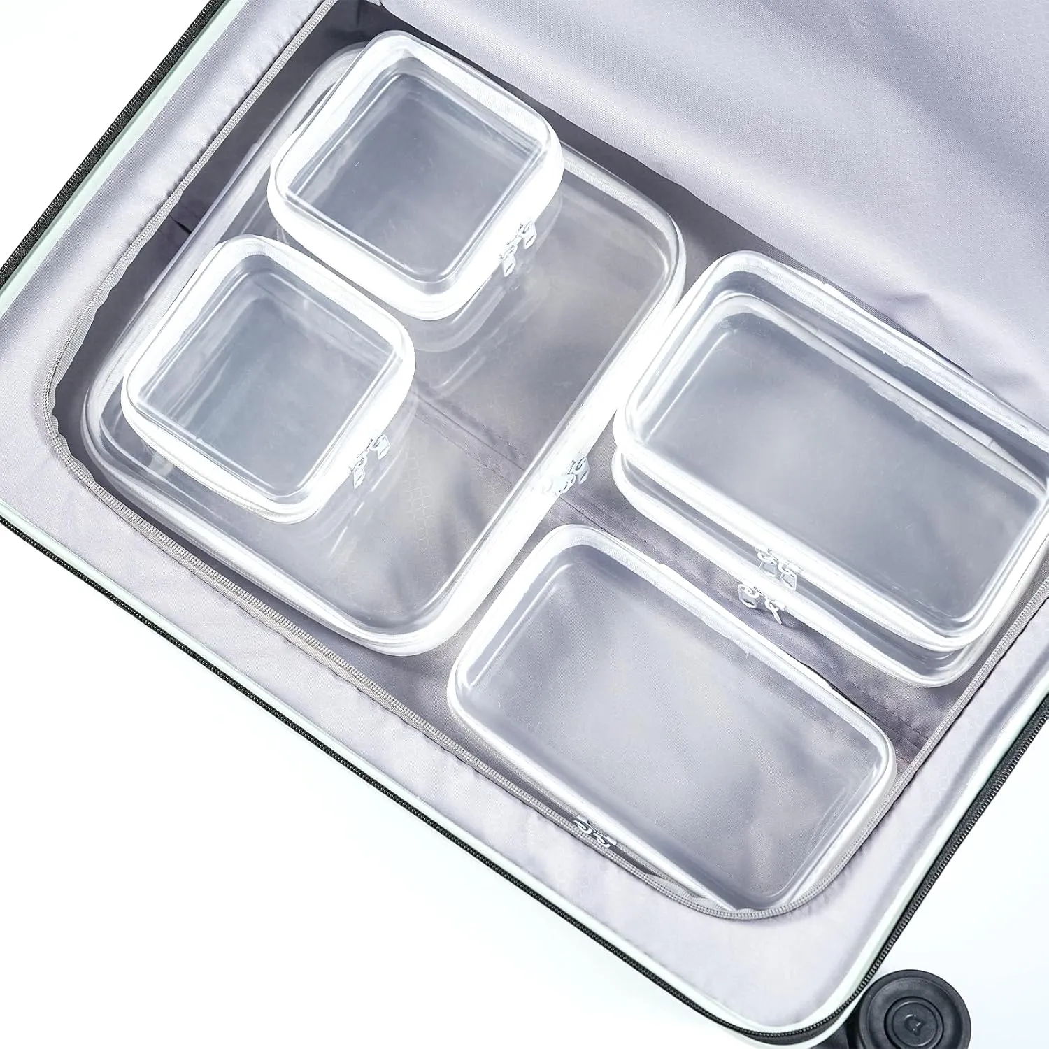 6 pcs Clear Zipper Pouches, Toiletry Bag for Travel, Stackable Waterproof Diaper Bag, Zipper Pouch, Travel Organizer, Clear Cosmetic Bag,Toy Storage Bins (M 3S 2Mini)