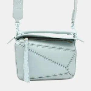 Aquamarine Calf Leather Puzzle bag Shoulder Bag Mini
