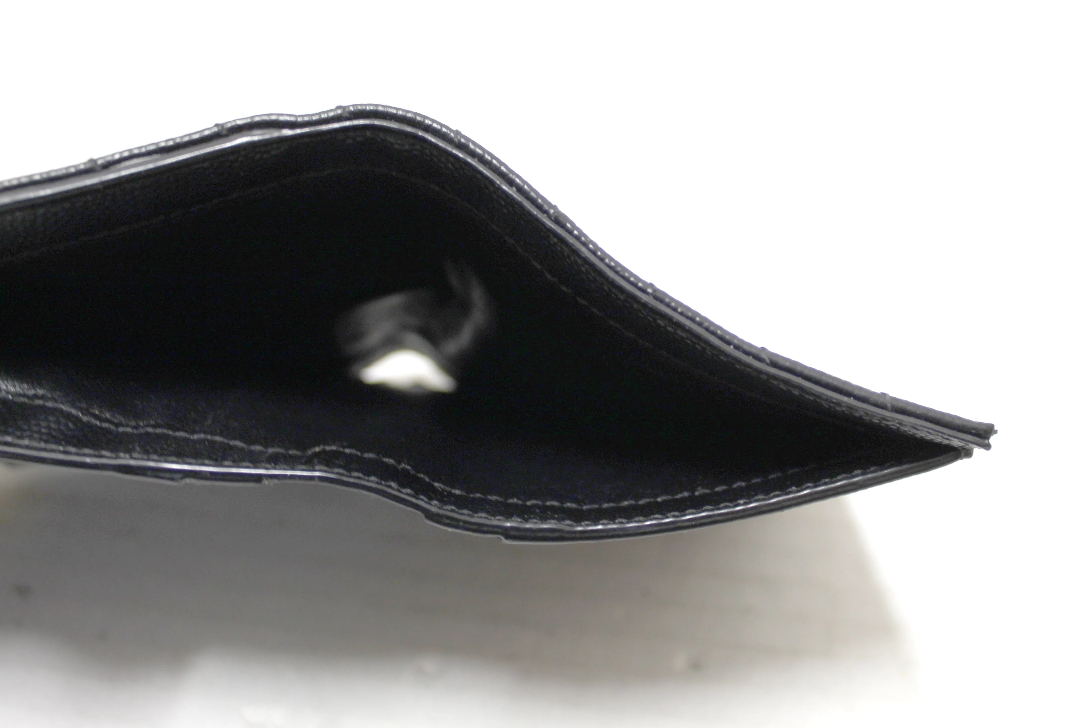 Authentic Yves Saint Laurent Black Monogram Small Grain de Poudre Tri-Fold Wallet