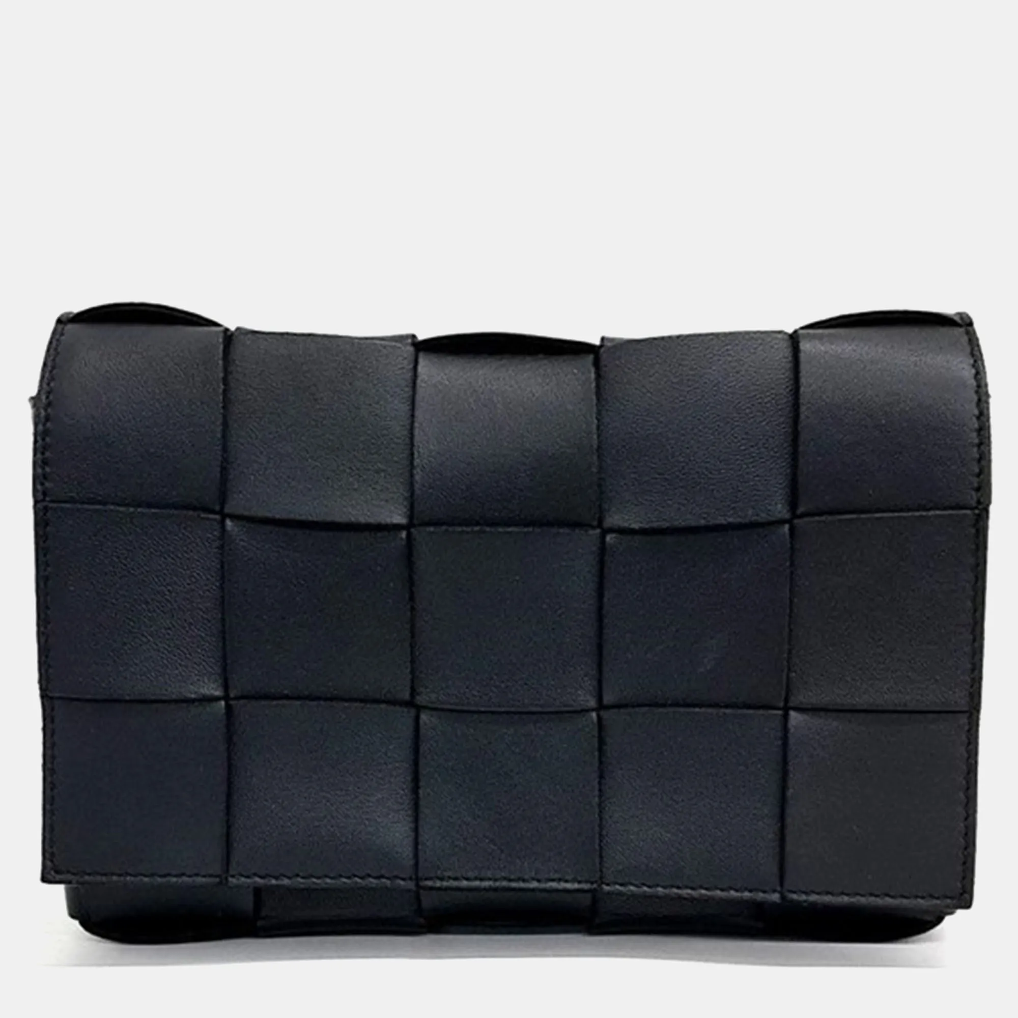 Black Leather Cassette Shoulder Bag