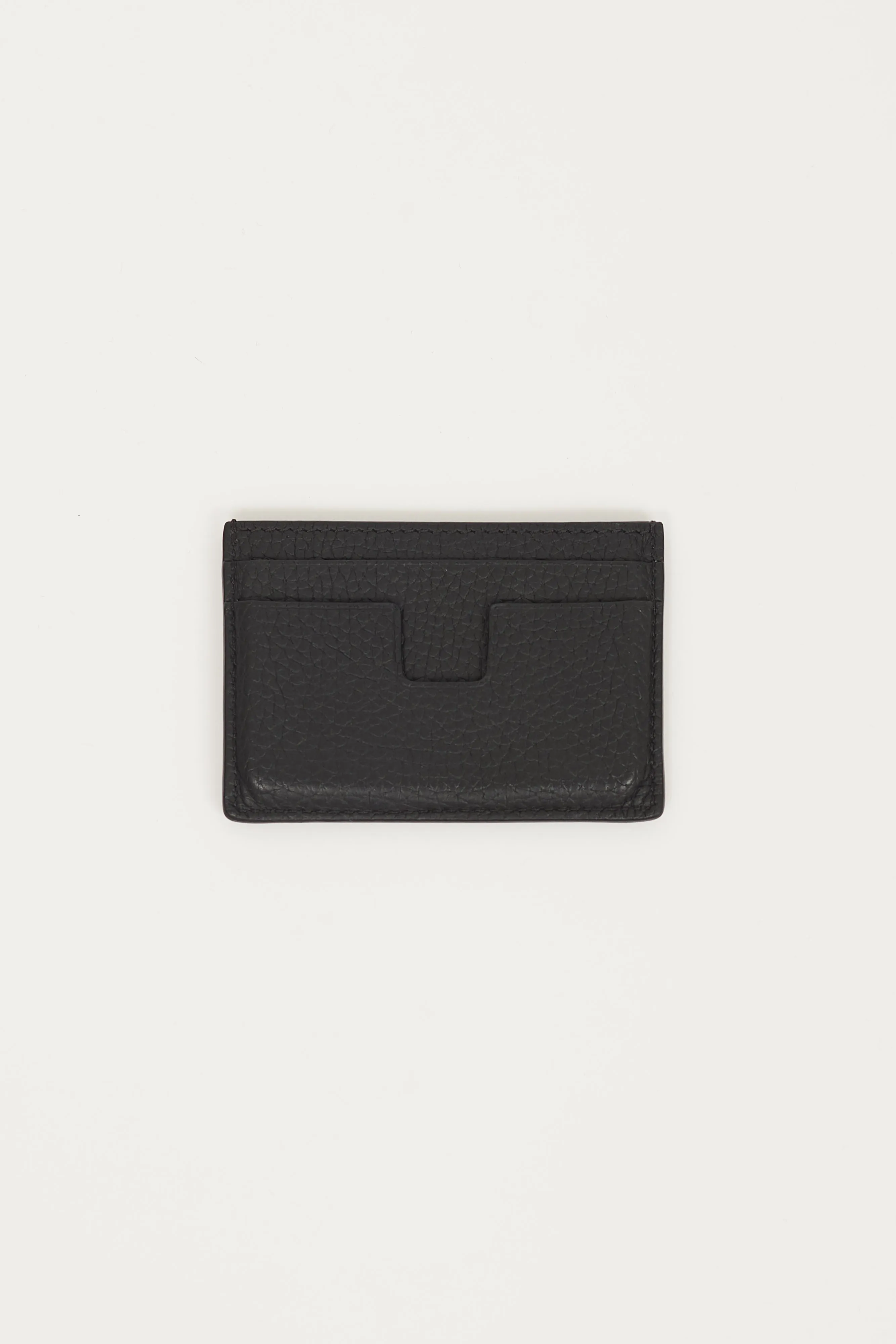 Black Leather T Line Cardholder
