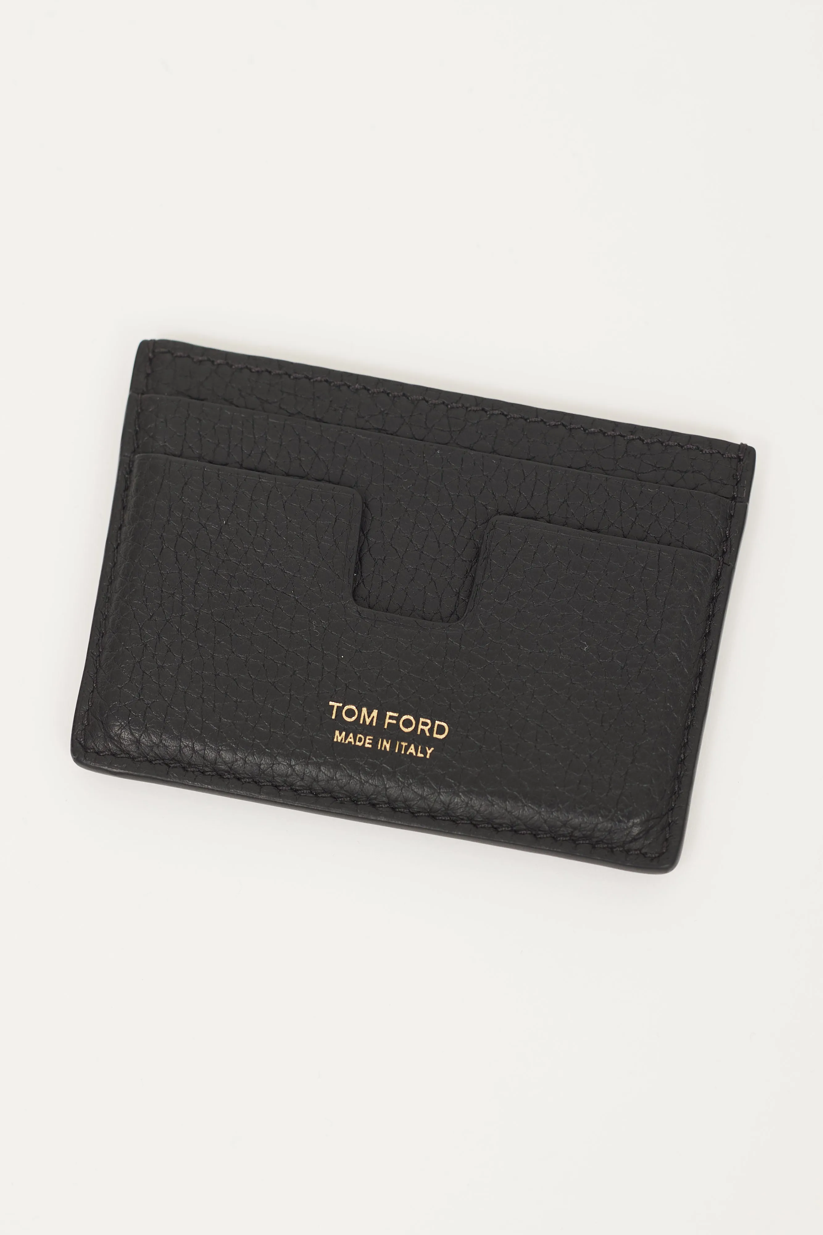 Black Leather T Line Cardholder
