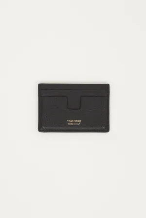 Black Leather T Line Cardholder