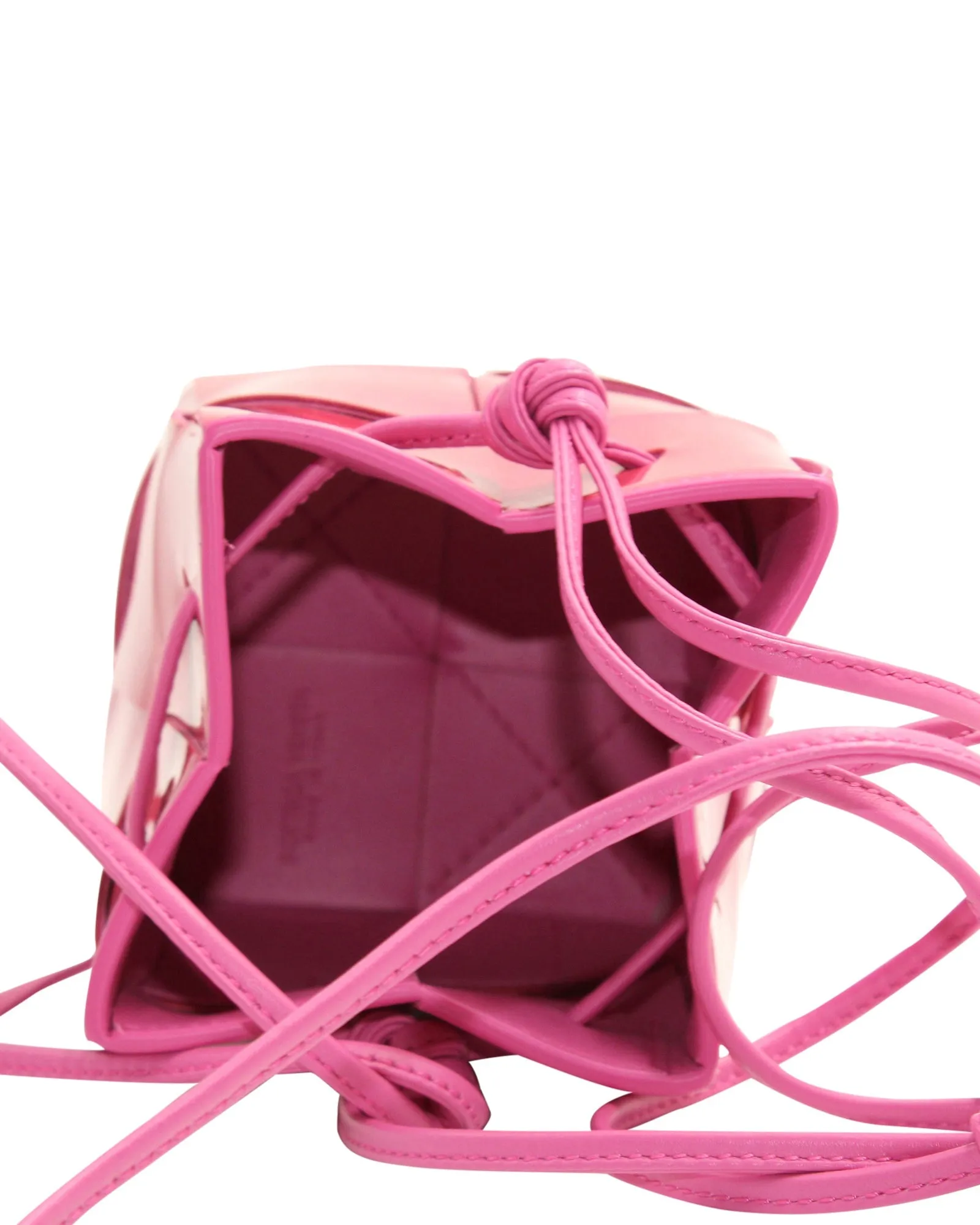 Bottega Veneta Cassette Mini Intrecciato Crossbody in Pink Patent Leather