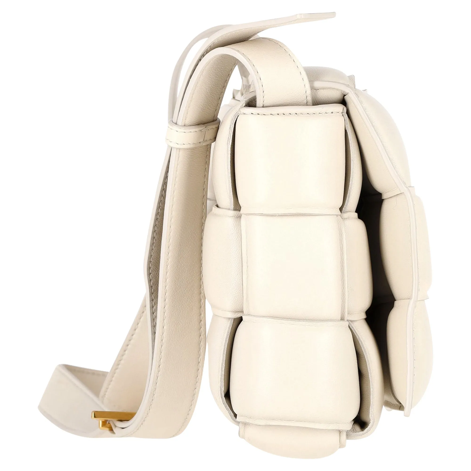 Bottega Veneta Padded Cassette Bag in White Lambskin Leather