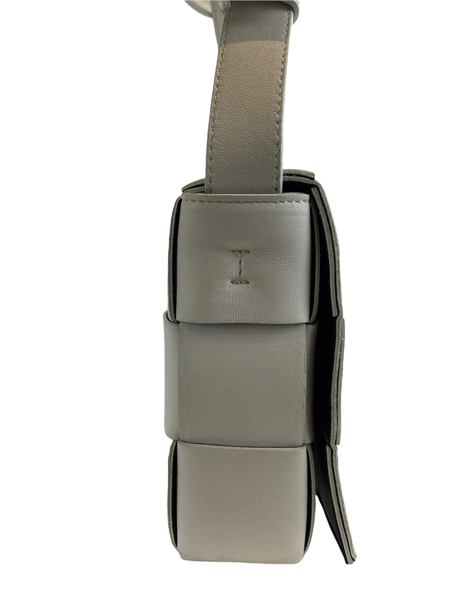 Bottega Veneta White Leather "Cassette" Crossbody