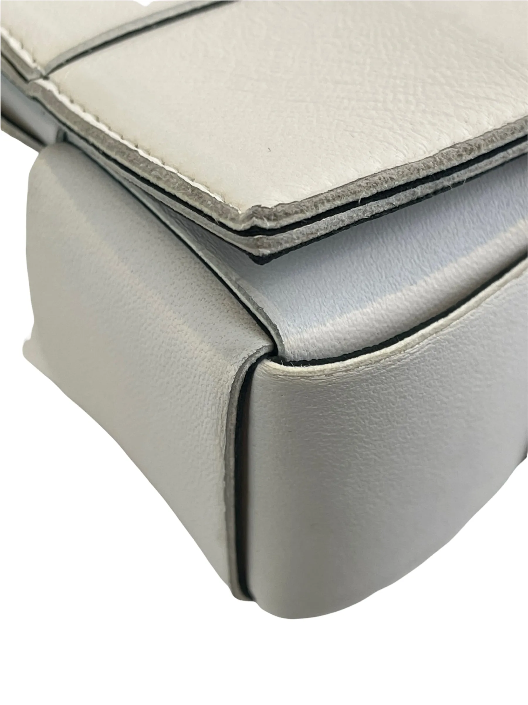 Bottega Veneta White Leather "Cassette" Crossbody