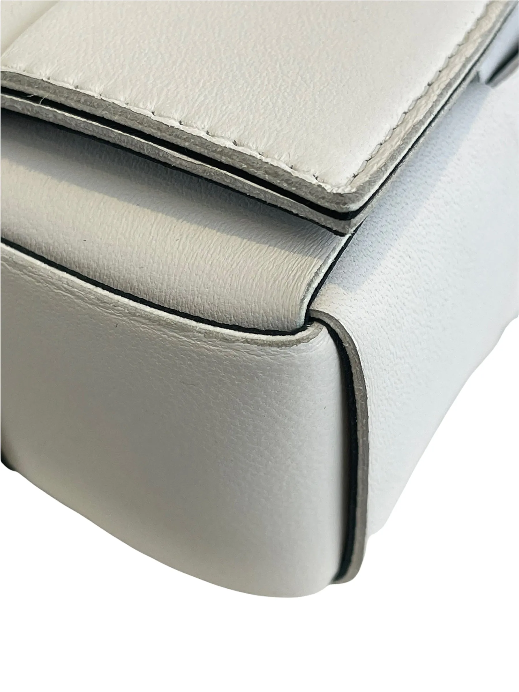Bottega Veneta White Leather "Cassette" Crossbody