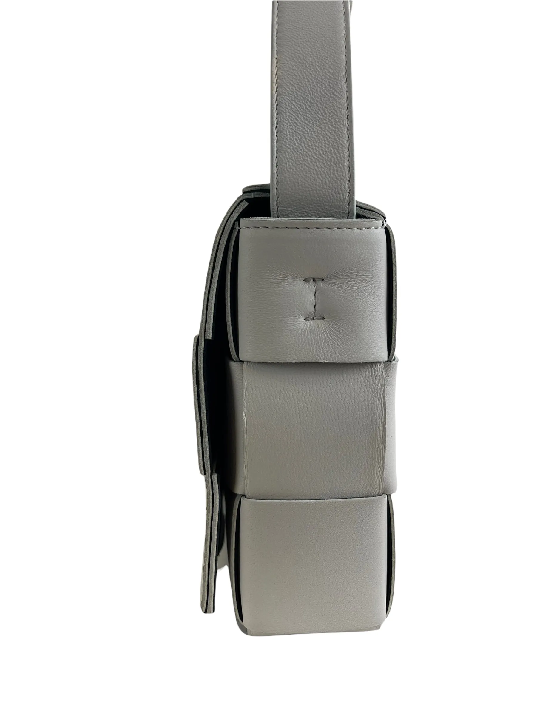 Bottega Veneta White Leather "Cassette" Crossbody