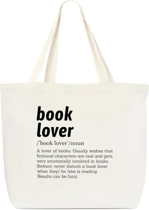 Canvas Tote Bag, Book Tote Bag, Book Lover Gift, Book Lover Definition Tote, Library Tote Bag, Reusable Grocery Shopping Bag, Library Shoulder Bag For Reader Women Friend Bookworm A(09)