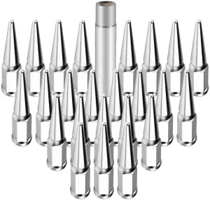 cciyu 14 mm x 1.5 Wheel Lug Nuts 24 Pieces   1 Key 14x1.5 White Spike Bulge Acorn Drive Close End Lug Nuts for GMC Savana 1500 2008-2009 for GMC Sierra 2007-2012|for Ford F-150 2014-2016