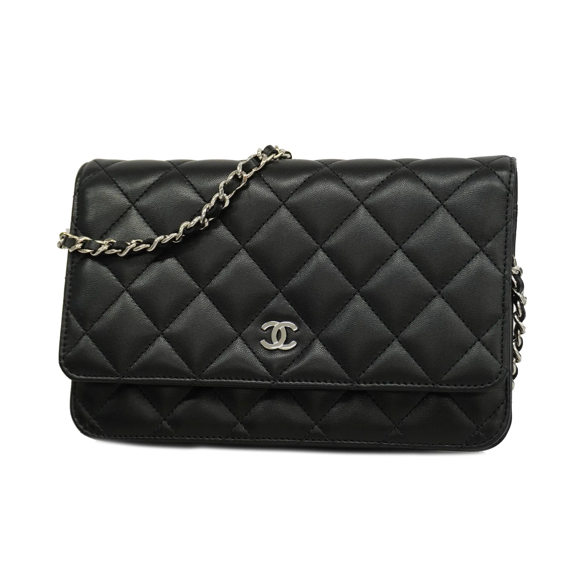 CHANEL  Matelasse Chain Shoulder Gold Hardware Women's Lambskin Black