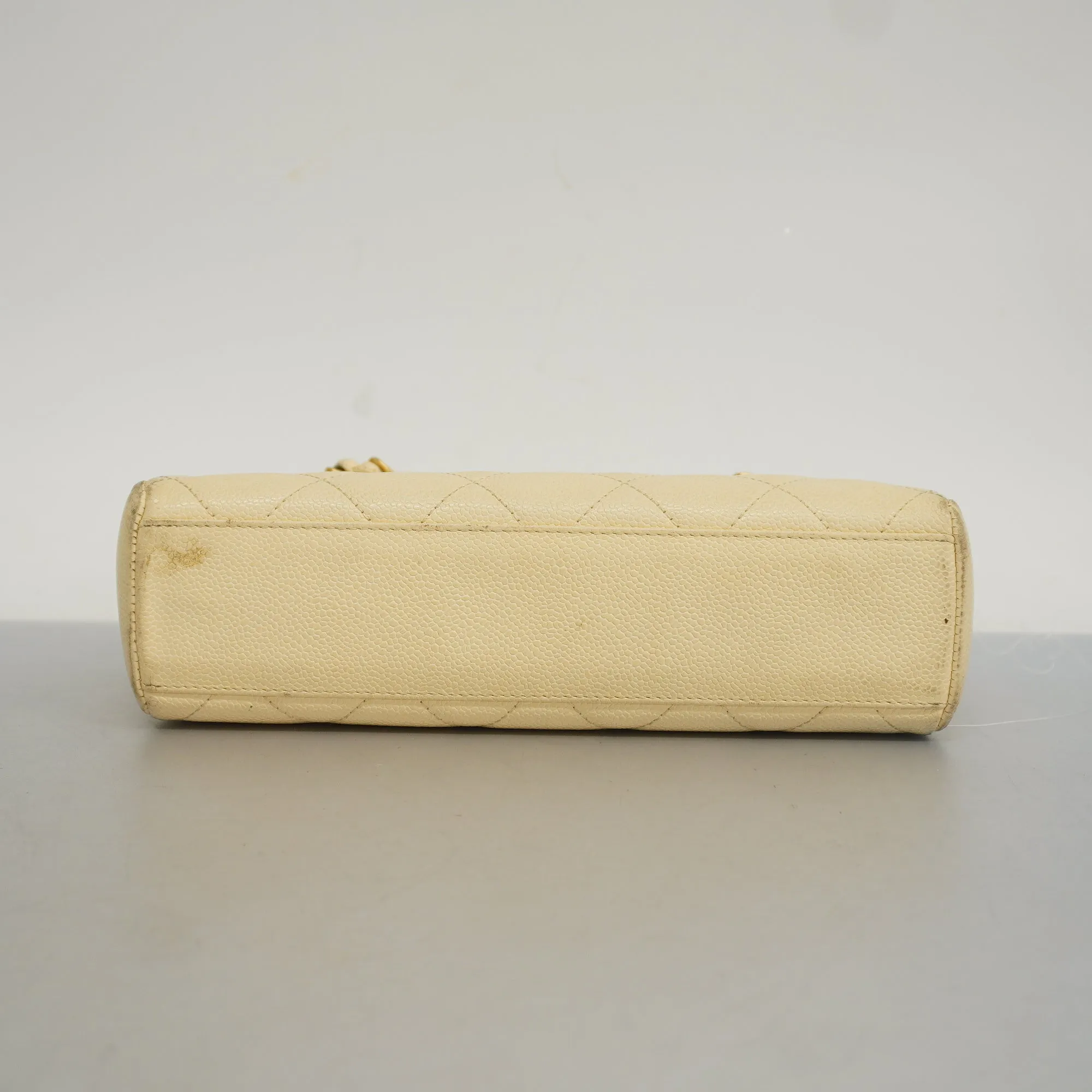 CHANEL[3ae5076] Auth  Shoulder Bag Matelasse Chain Shoulder Caviar Skin Ivory Gold metal
