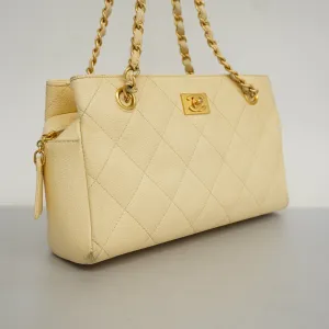 Chanel[3ae5076]   Shoulder Bag Matelasse Chain Shoulder Caviar Skin Ivory Gold Metal