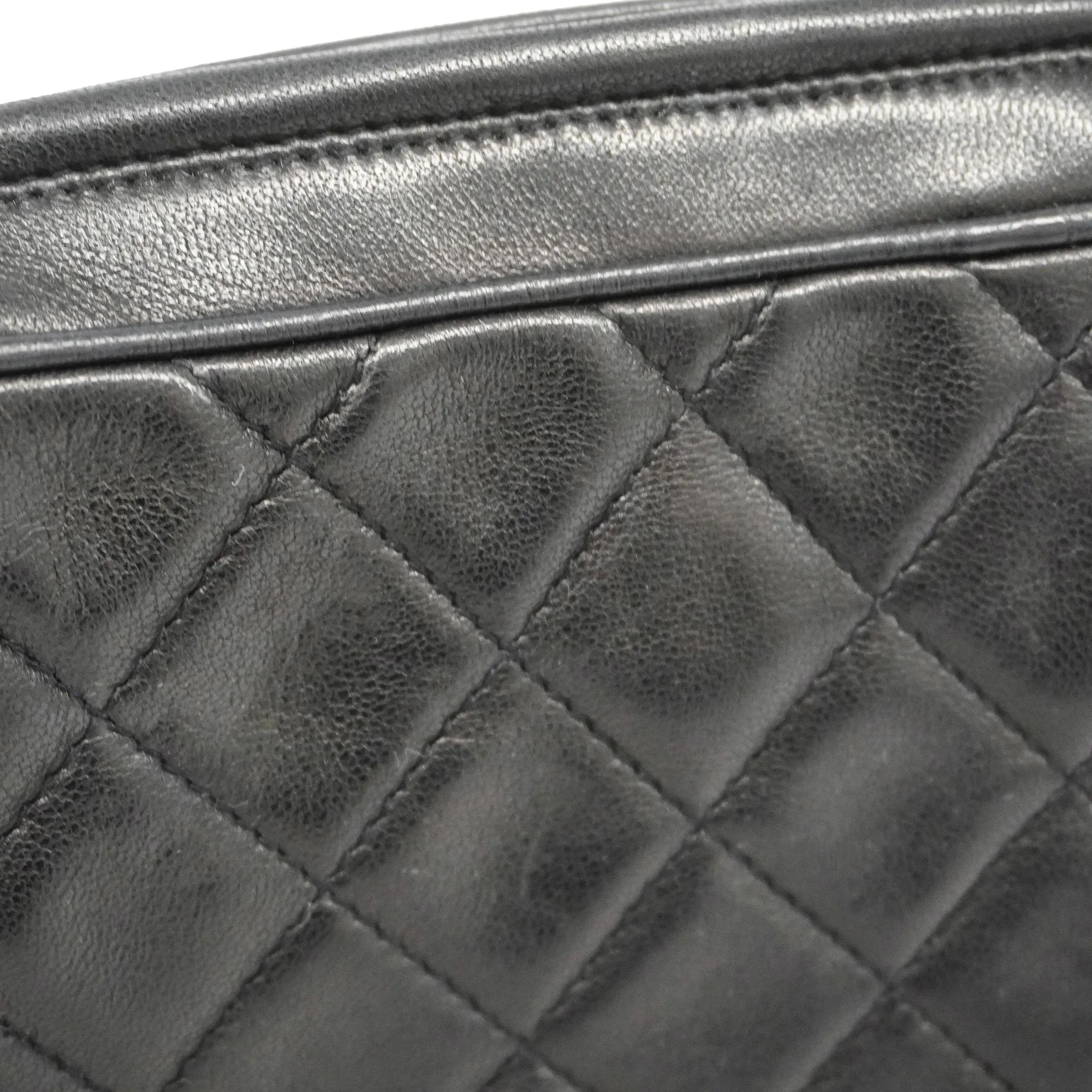 Chanel[3bd5058] Auth  Shoulder Bag Matelasse Chain Shoulder With Fringe Lambskin Black Gold Metal
