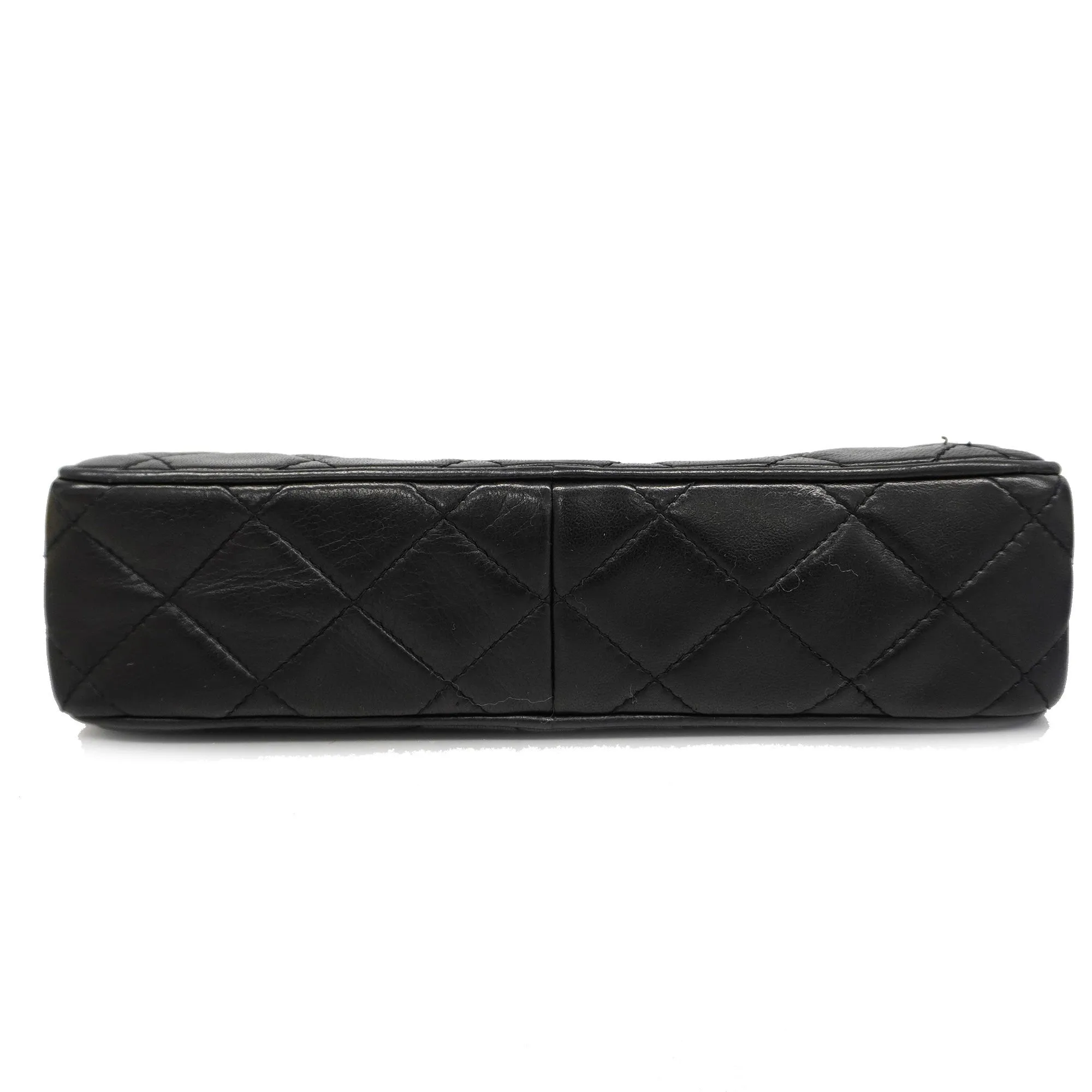 Chanel[3bd5058] Auth  Shoulder Bag Matelasse Chain Shoulder With Fringe Lambskin Black Gold Metal