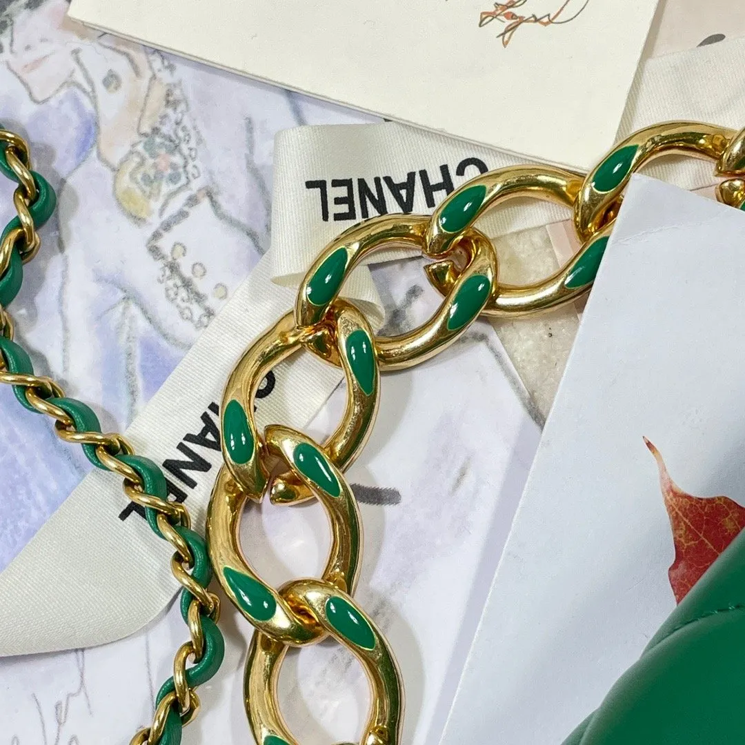 CHL Flap Bag Gold Hardware Green For Women, Women&#8217;s Handbags, Shoulder Bags 7.9in/20cm AS3366