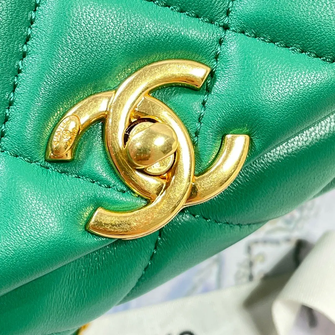 CHL Flap Bag Gold Hardware Green For Women, Women&#8217;s Handbags, Shoulder Bags 7.9in/20cm AS3366