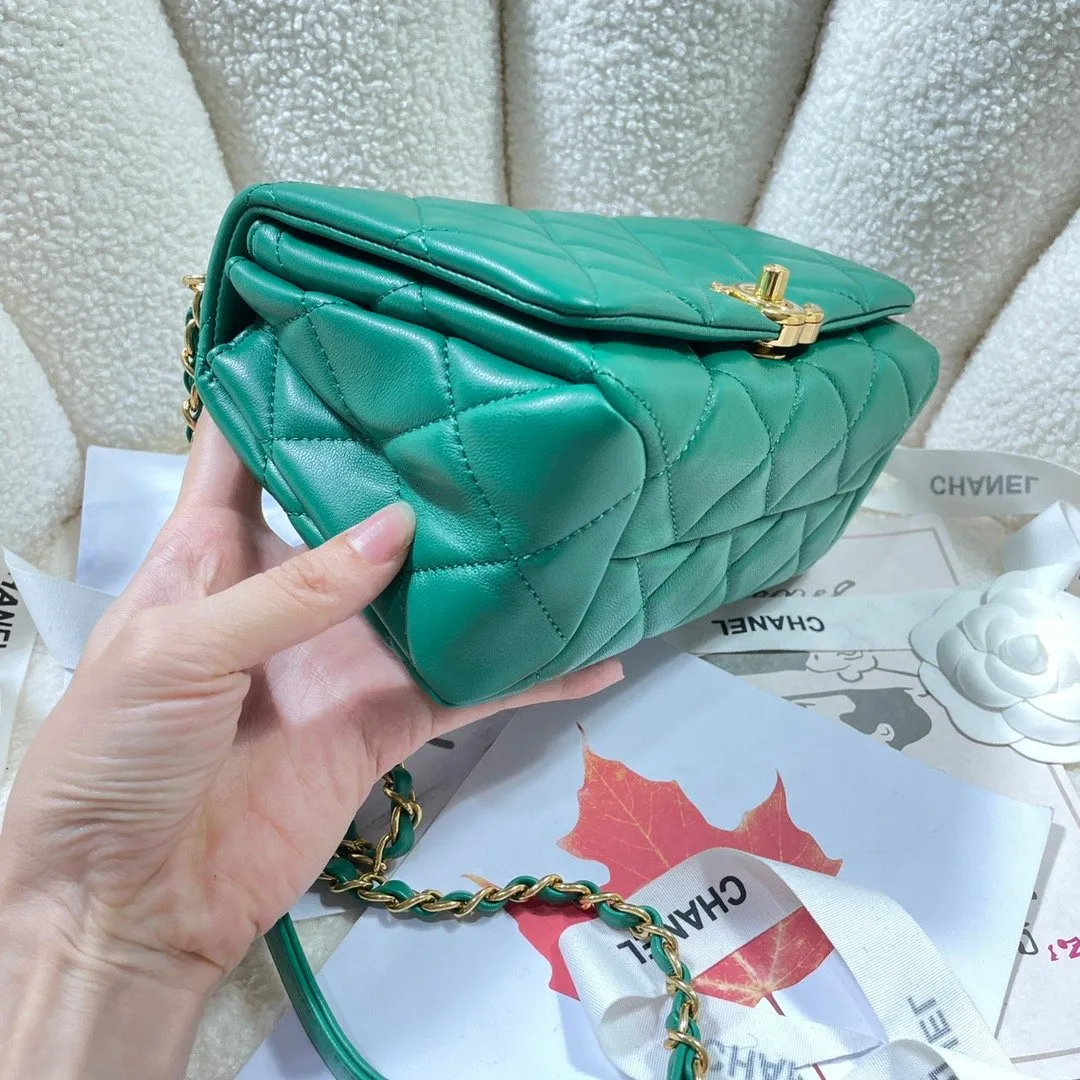 CHL Flap Bag Gold Hardware Green For Women, Women&#8217;s Handbags, Shoulder Bags 7.9in/20cm AS3366