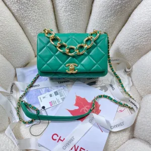 CHL Flap Bag Gold Hardware Green For Women, Women&#8217;s Handbags, Shoulder Bags 7.9in/20cm AS3366