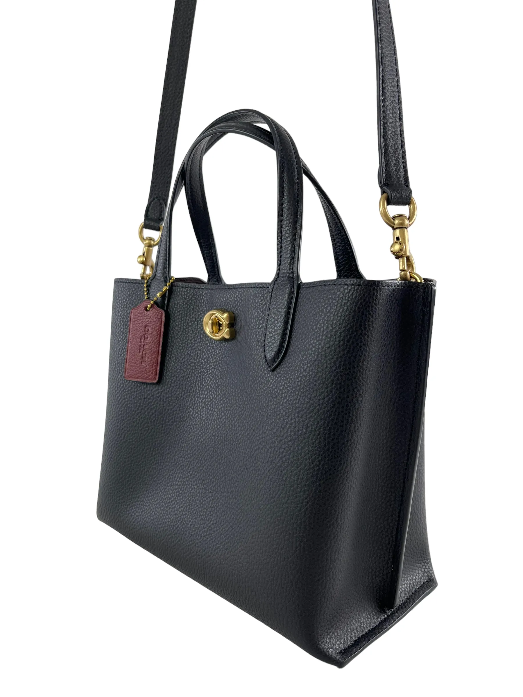 Coach Black Pebble Leather Willow Tote