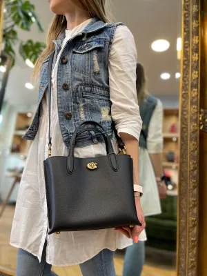 Coach Black Pebble Leather Willow Tote