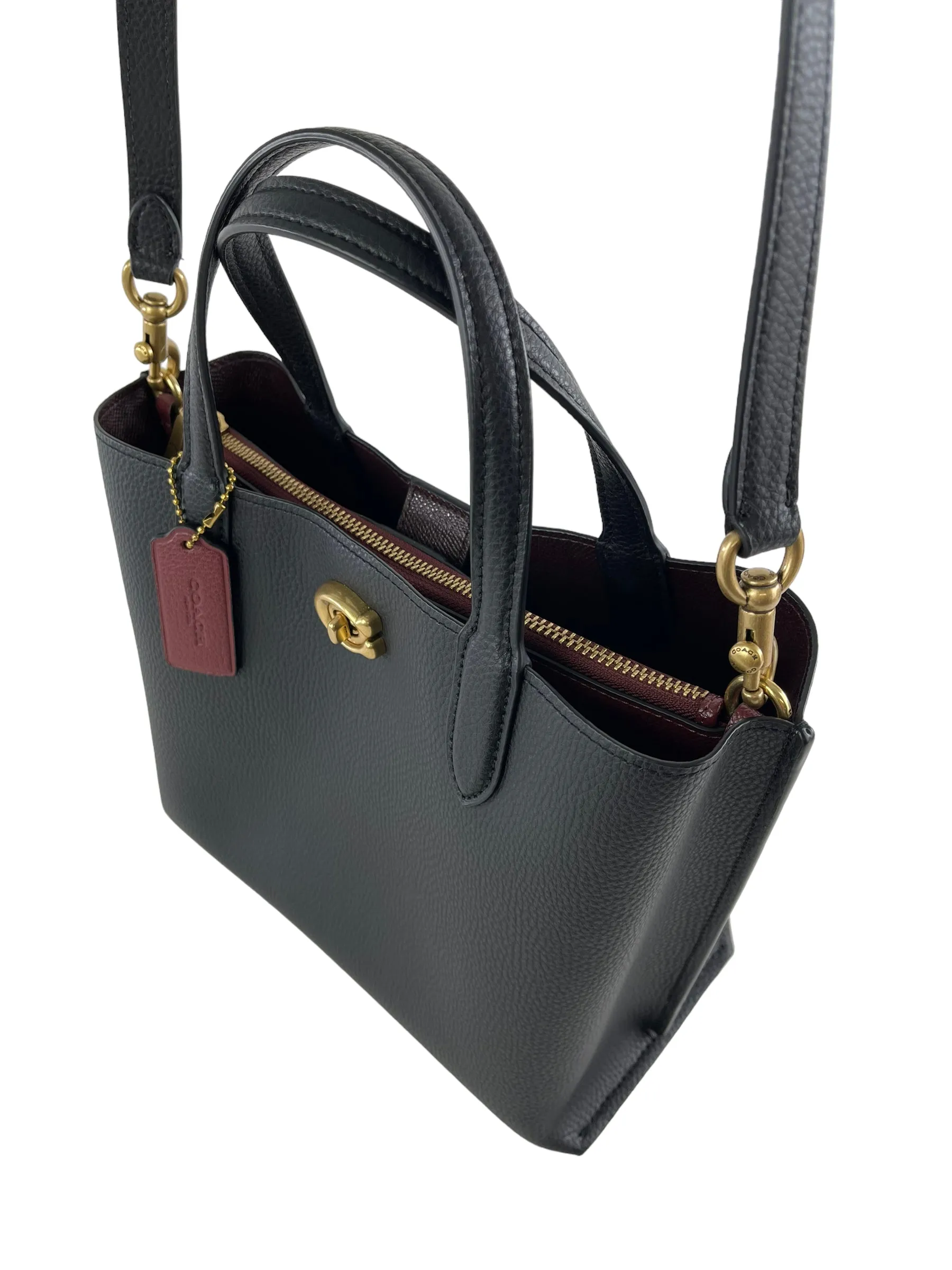 Coach Black Pebble Leather Willow Tote