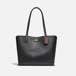 Coach Polished Pebble Leather Willow Tote Bag In Black