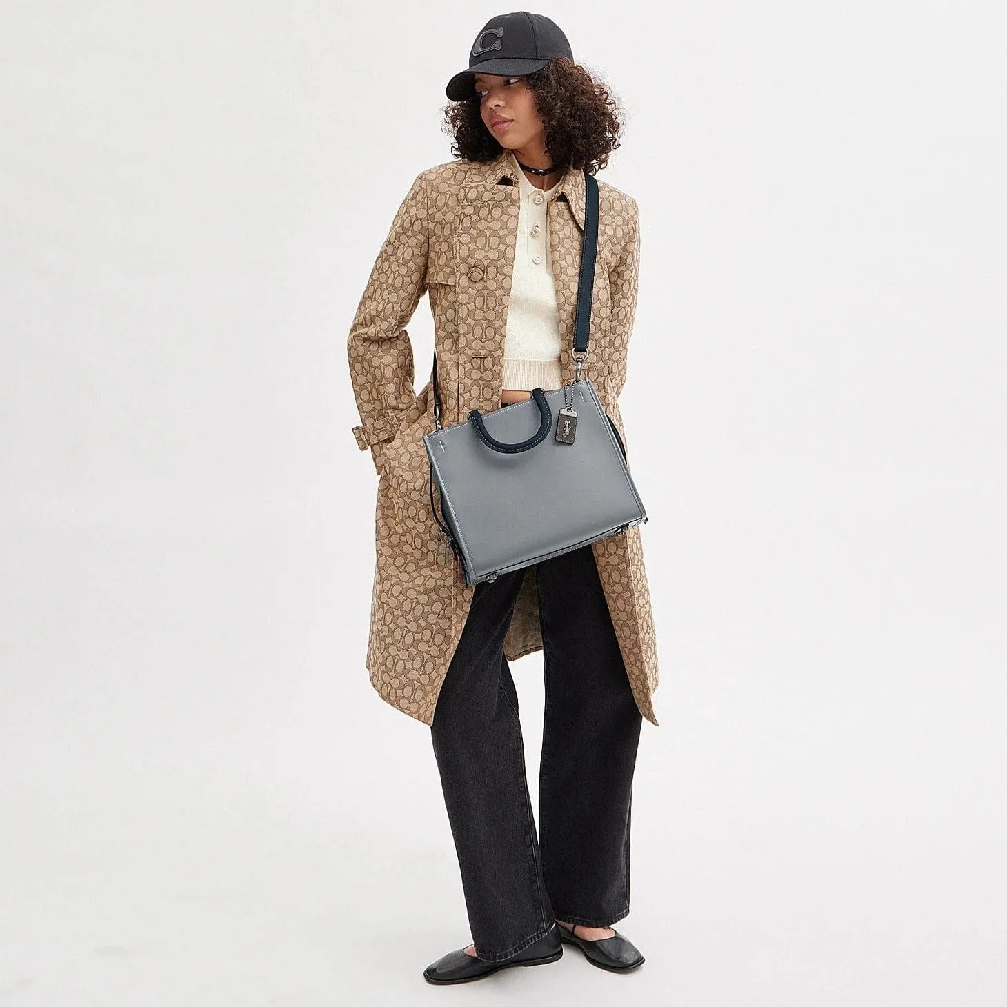 Coach Willow Tote 24 In Colorblock in Grey Blue