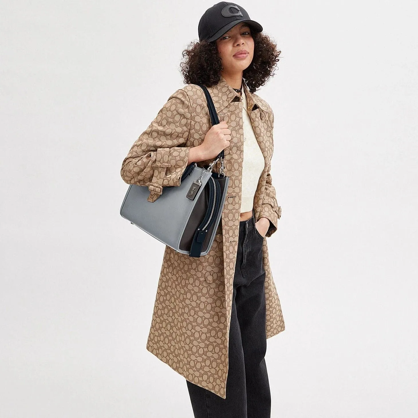 Coach Willow Tote 24 In Colorblock in Grey Blue