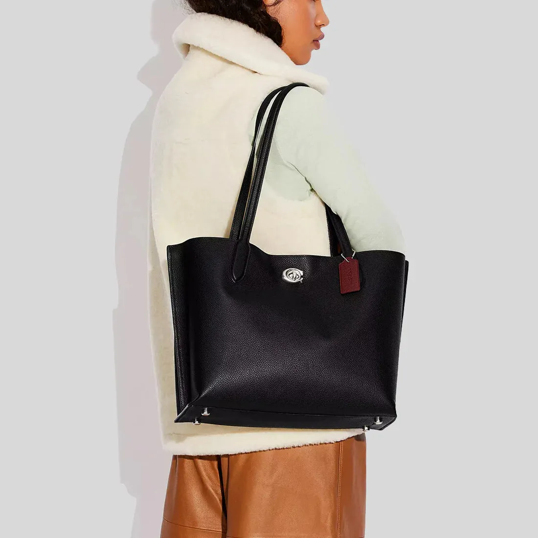 COACH Willow Tote Bag Silver/Black RS-C0689