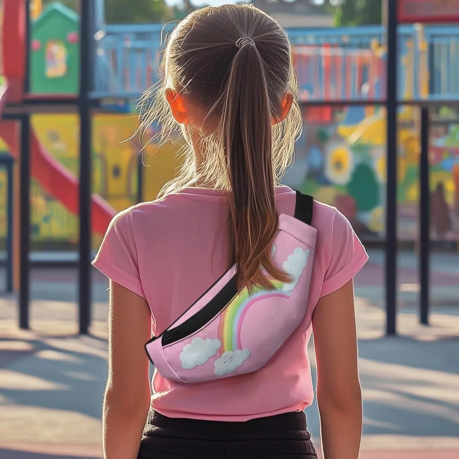 Cozeyat Rainbow Kids Fanny Pack Girls Cross Body Purse Bum Bag Cute Cartoon Wasit Bag Travel Belt Bag,Crossbody Bag for Kids Age 4-12