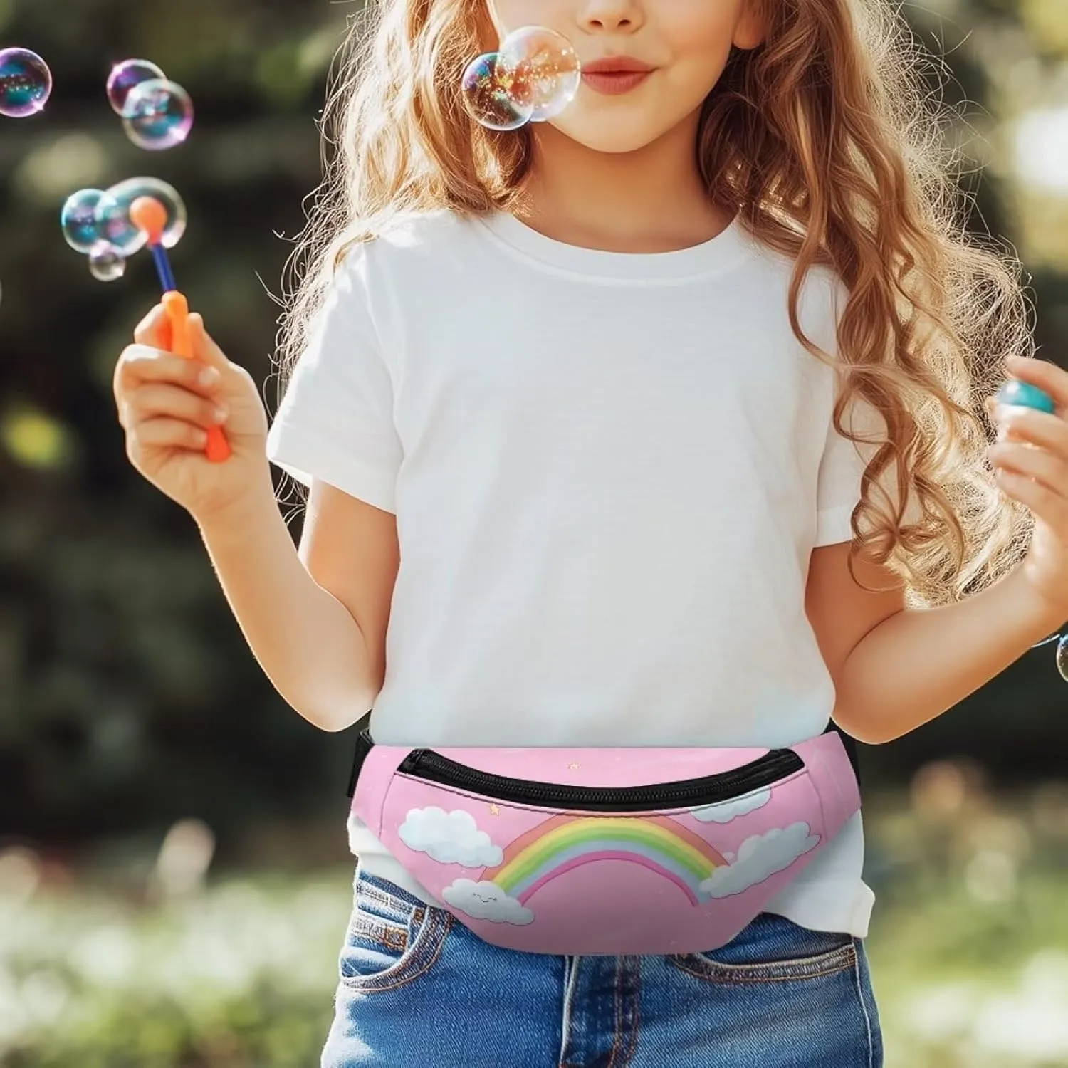 Cozeyat Rainbow Kids Fanny Pack Girls Cross Body Purse Bum Bag Cute Cartoon Wasit Bag Travel Belt Bag,Crossbody Bag for Kids Age 4-12