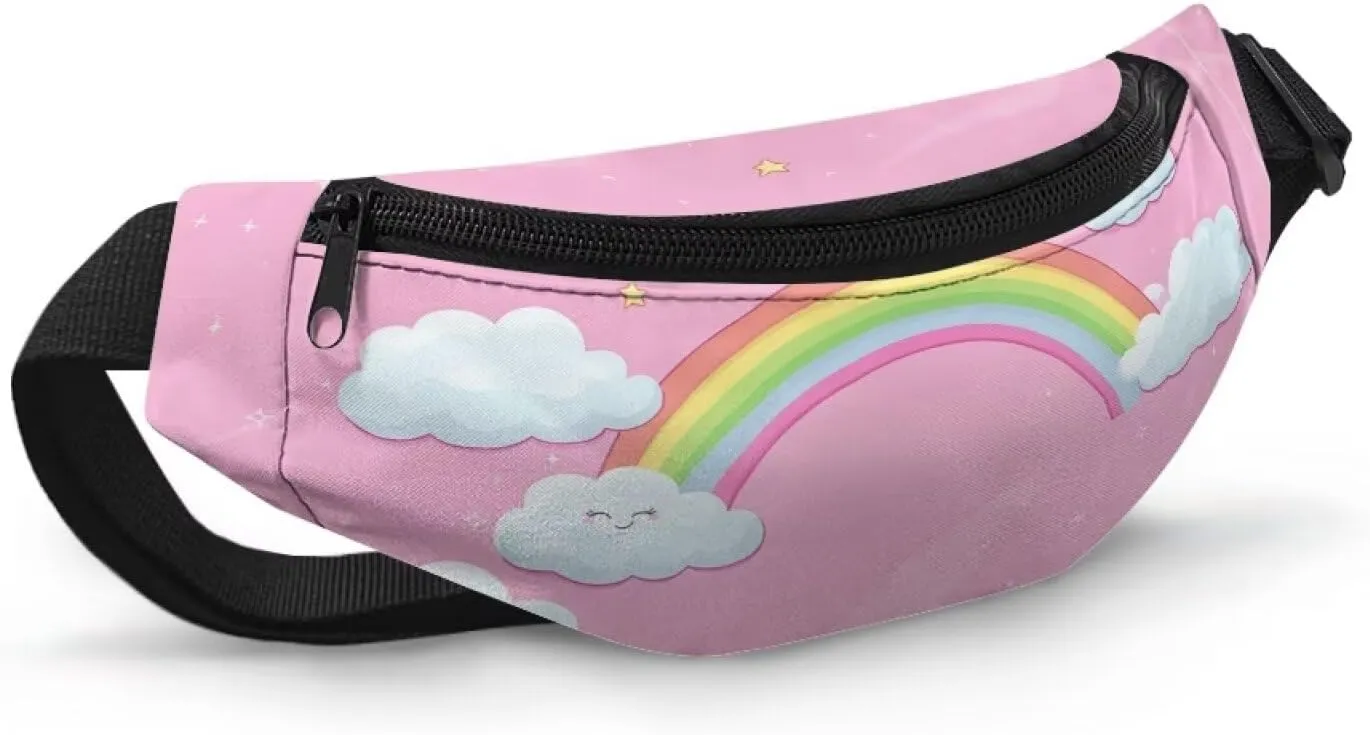 Cozeyat Rainbow Kids Fanny Pack Girls Cross Body Purse Bum Bag Cute Cartoon Wasit Bag Travel Belt Bag,Crossbody Bag for Kids Age 4-12