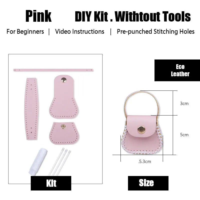 DIY Leather Coin Pouch Kits DIY Leather Mini HandBag Kit DIY Coffee Leather Projects DIY Leather Pouch Kit