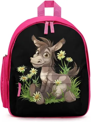 Donkey Daisy Flower Cute Backpack Daily Casual Daypack Travel Mini Bag with Adjustable Strap Pink-style-29