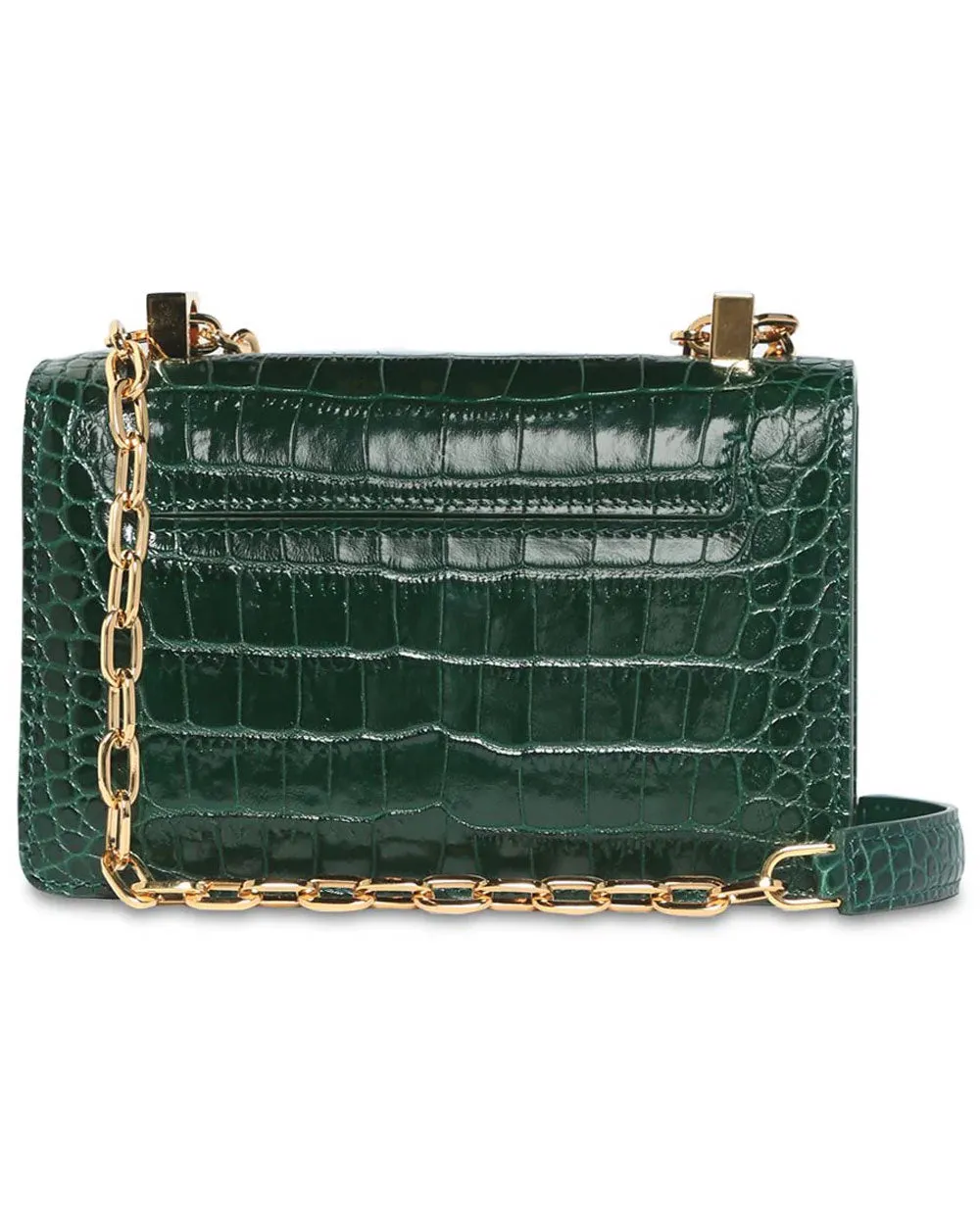 Embossed Leather Shoulder Bag in Emerald