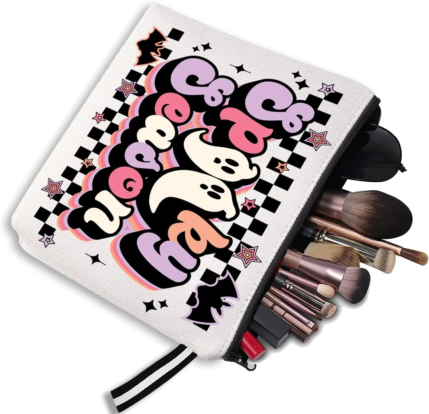 Funny Halloween Boo Gift Spooky Season Cosmetic Bag for Women Halloween Ghost Cosmetic Bag Holiday Gift for Women Birthday Cosmetic Gift for Her Makeup Bag With Zipper