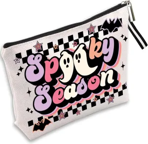 Funny Halloween Boo Gift Spooky Season Cosmetic Bag for Women Halloween Ghost Cosmetic Bag Holiday Gift for Women Birthday Cosmetic Gift for Her Makeup Bag With Zipper