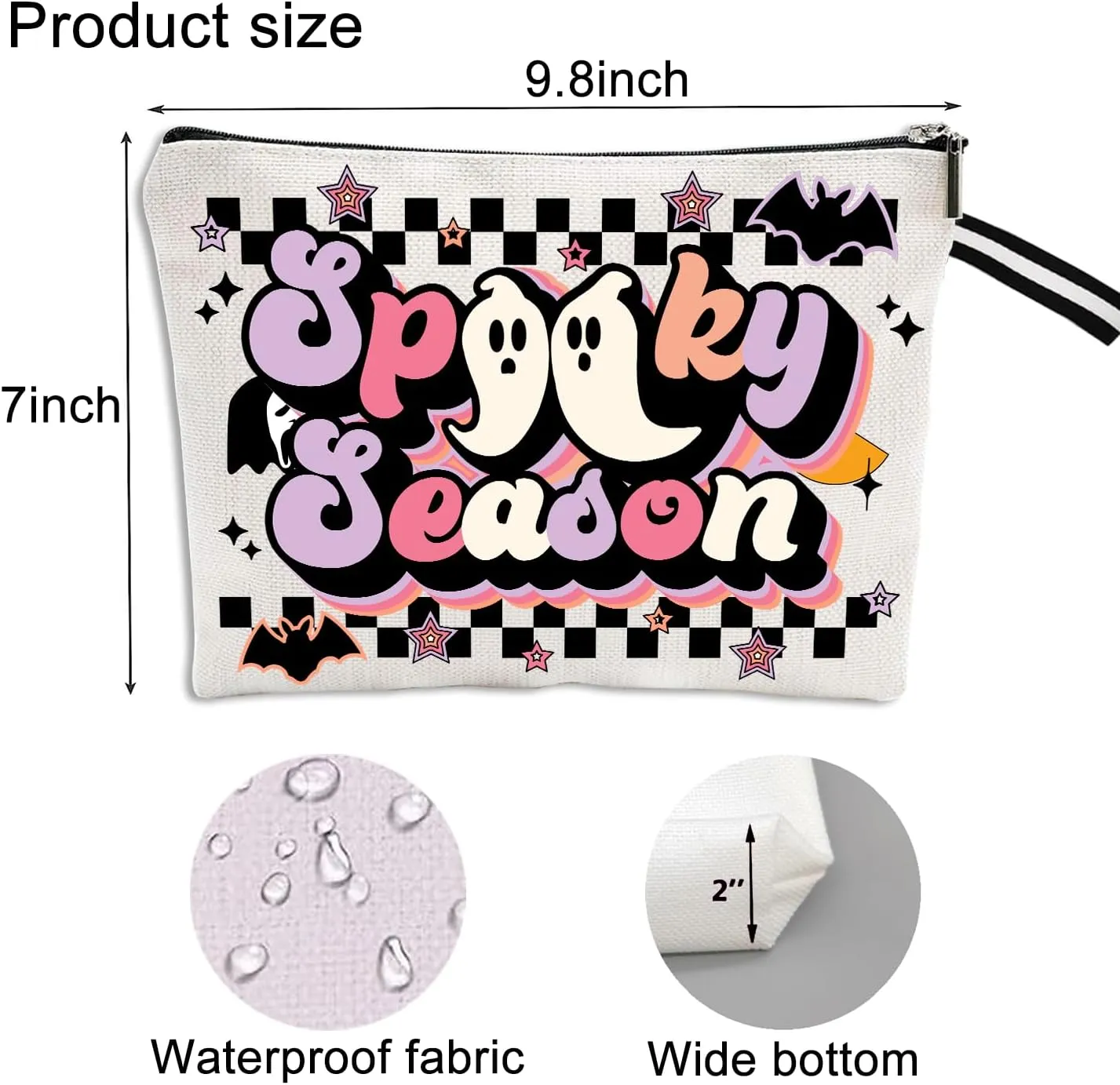 Funny Halloween Boo Gift Spooky Season Cosmetic Bag for Women Halloween Ghost Cosmetic Bag Holiday Gift for Women Birthday Cosmetic Gift for Her Makeup Bag With Zipper