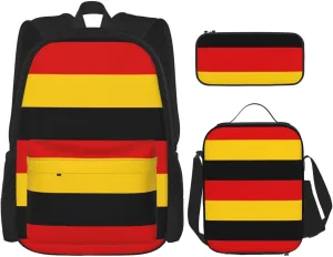 german flag Backpack 3-Piece Casual Backpack Set (Backpack   Waist Bag   Small Pouch), Unisex Daypack