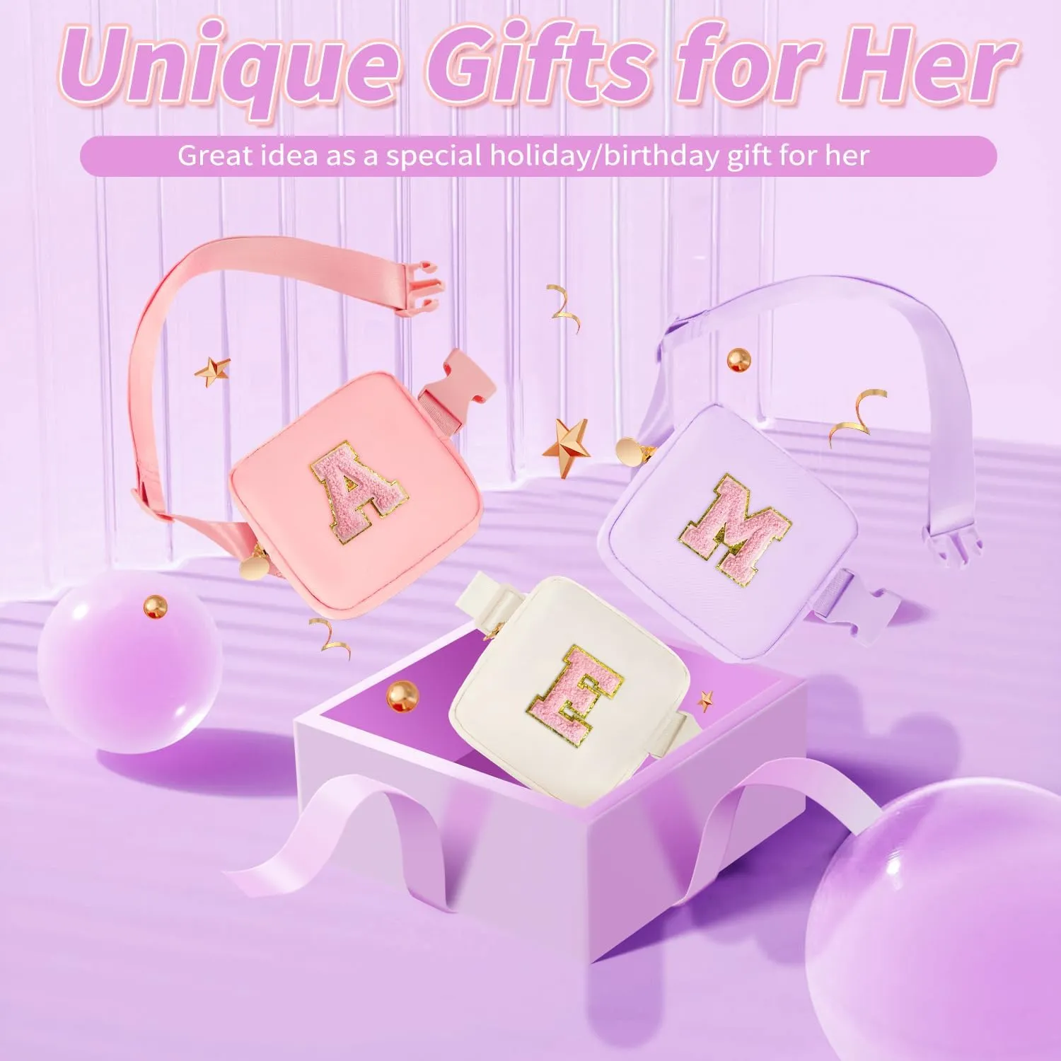 Graduation Birthday Gifts for 2 3 4 5 6 7 8 9 10 11 Year Old Girls - Mini Fanny Pack Cute Crossbody Bag Belt Bag Trendy Stuff,Gifts for Girls Teens Kids Daughter Sister Her - Lavender,A