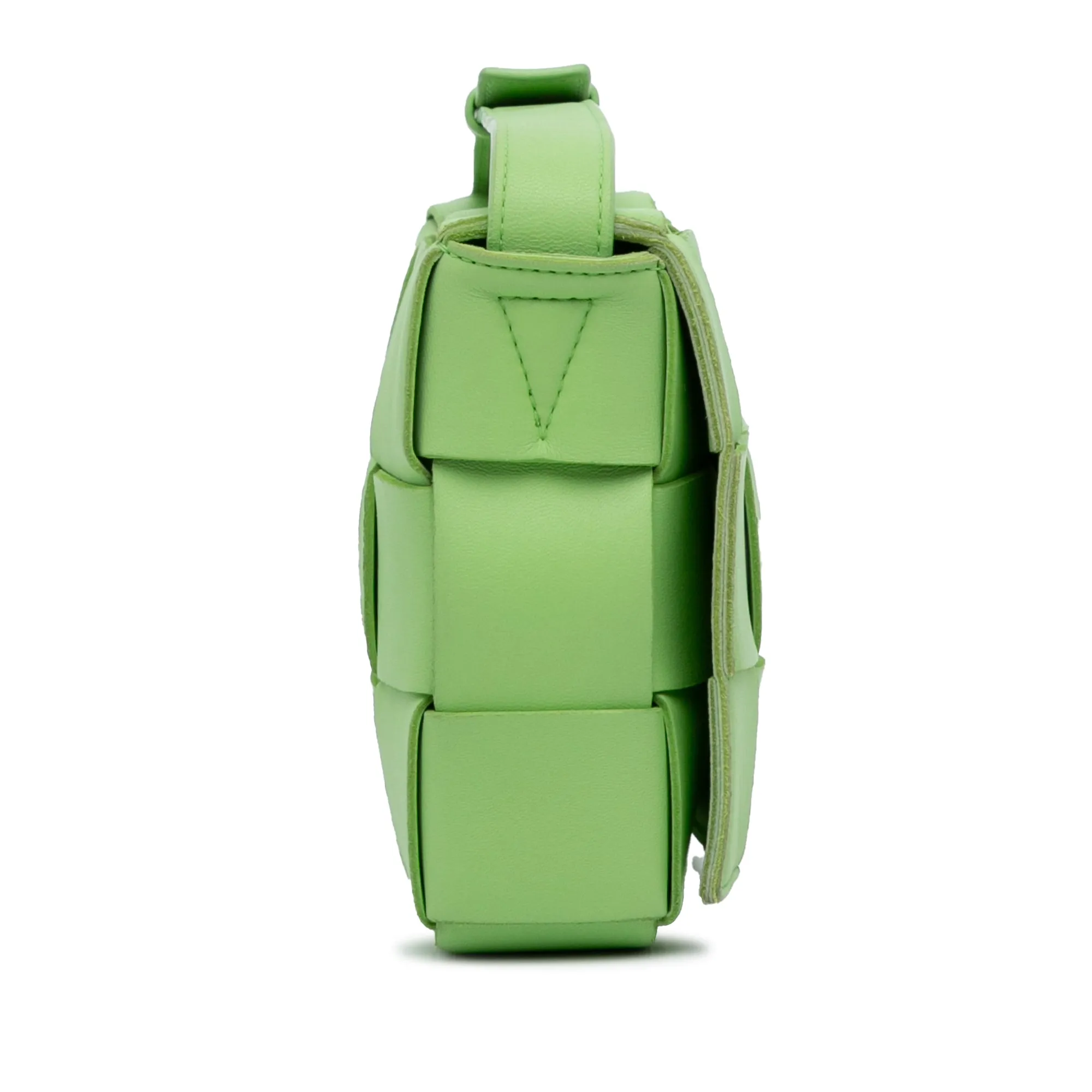 Green Bottega Veneta Calfskin Intrecciato Cassette Crossbody