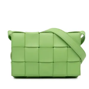 Green Bottega Veneta Calfskin Intrecciato Cassette Crossbody