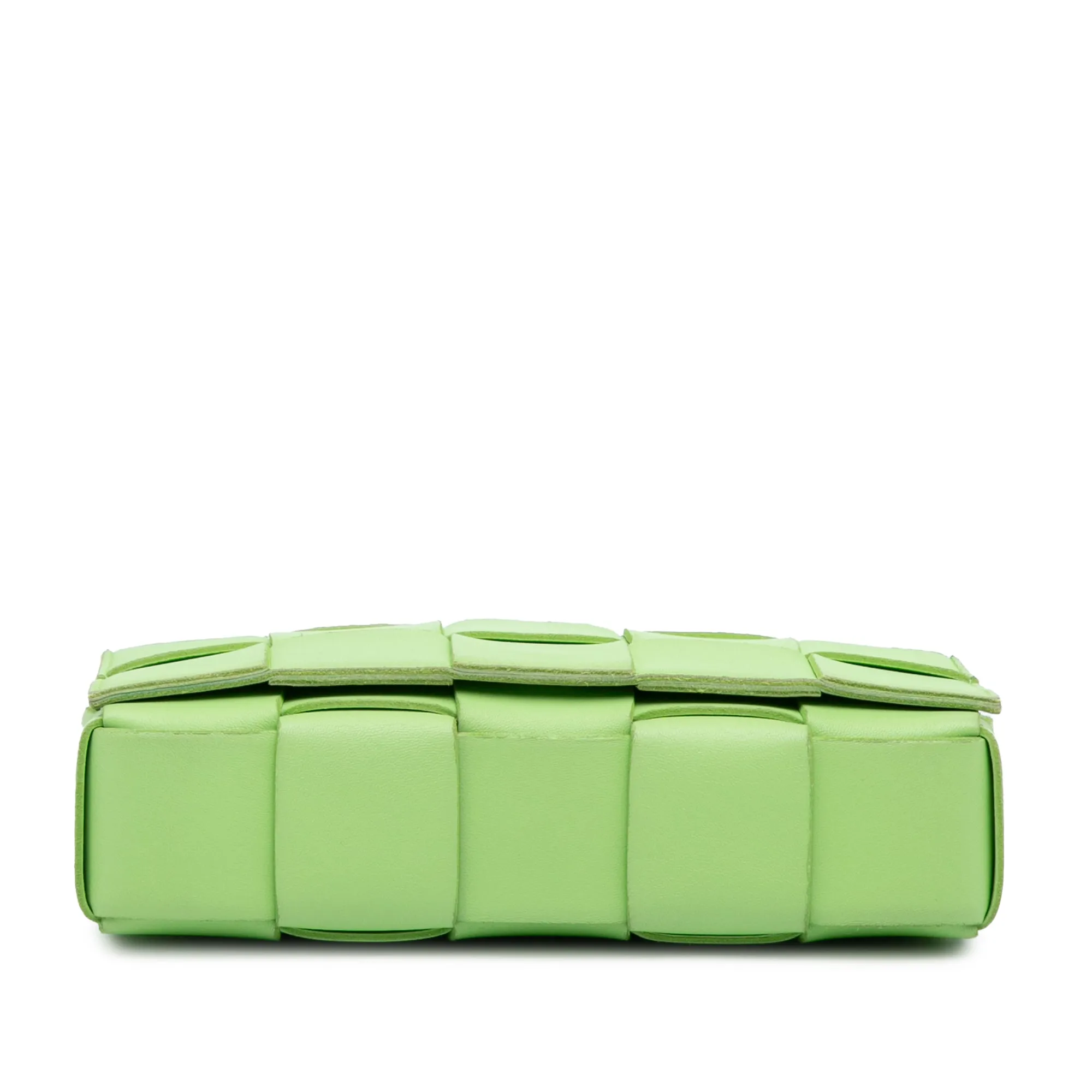 Green Bottega Veneta Calfskin Intrecciato Cassette Crossbody