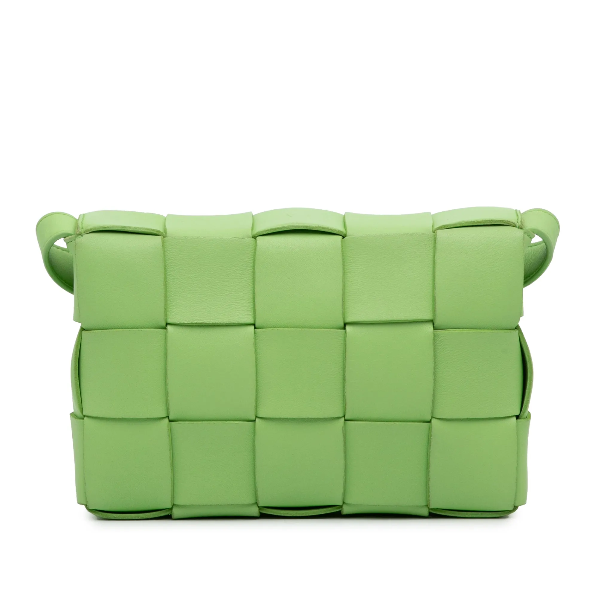 Green Bottega Veneta Calfskin Intrecciato Cassette Crossbody