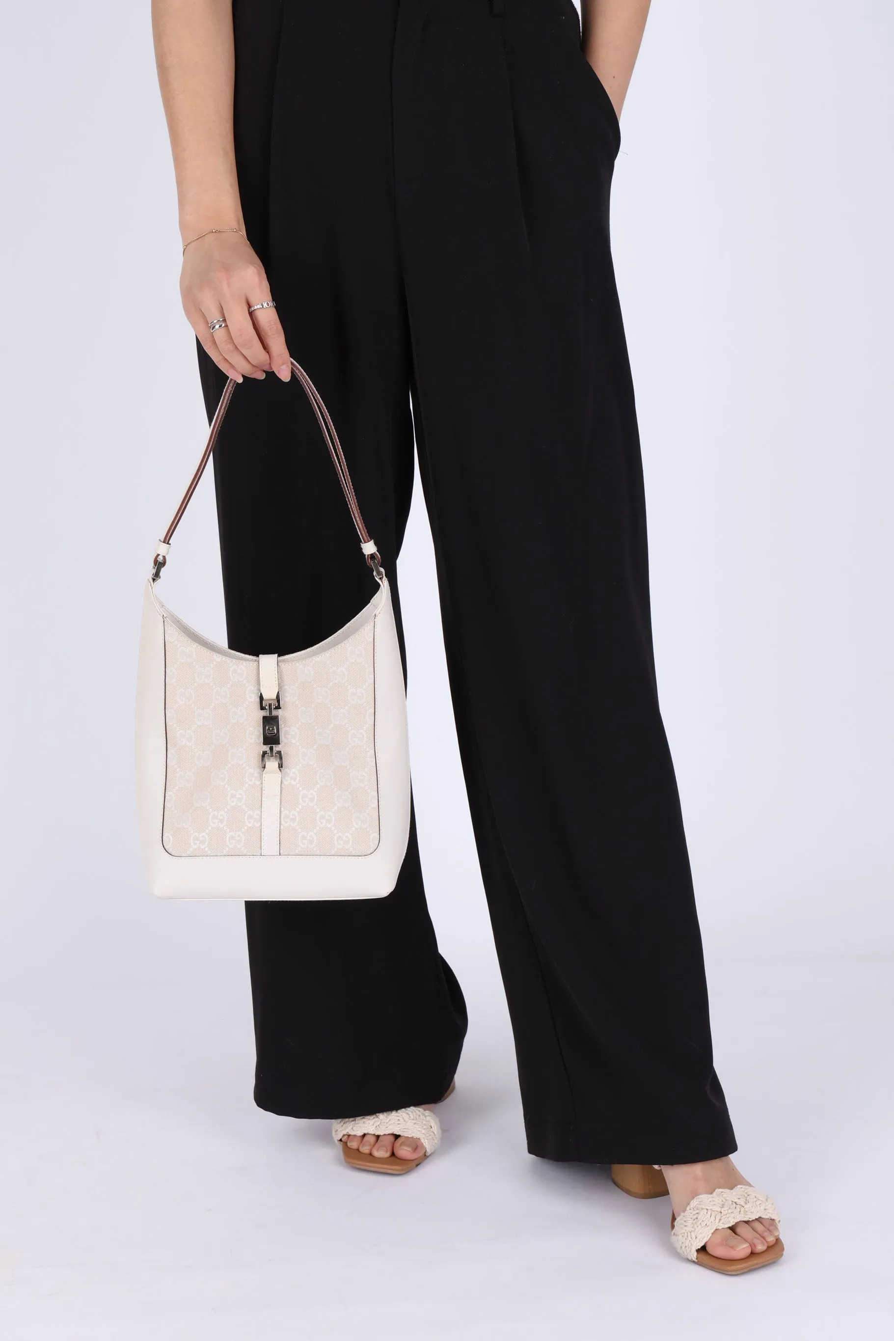 Gucci Monogram Canvas Leather Shoulder Bag