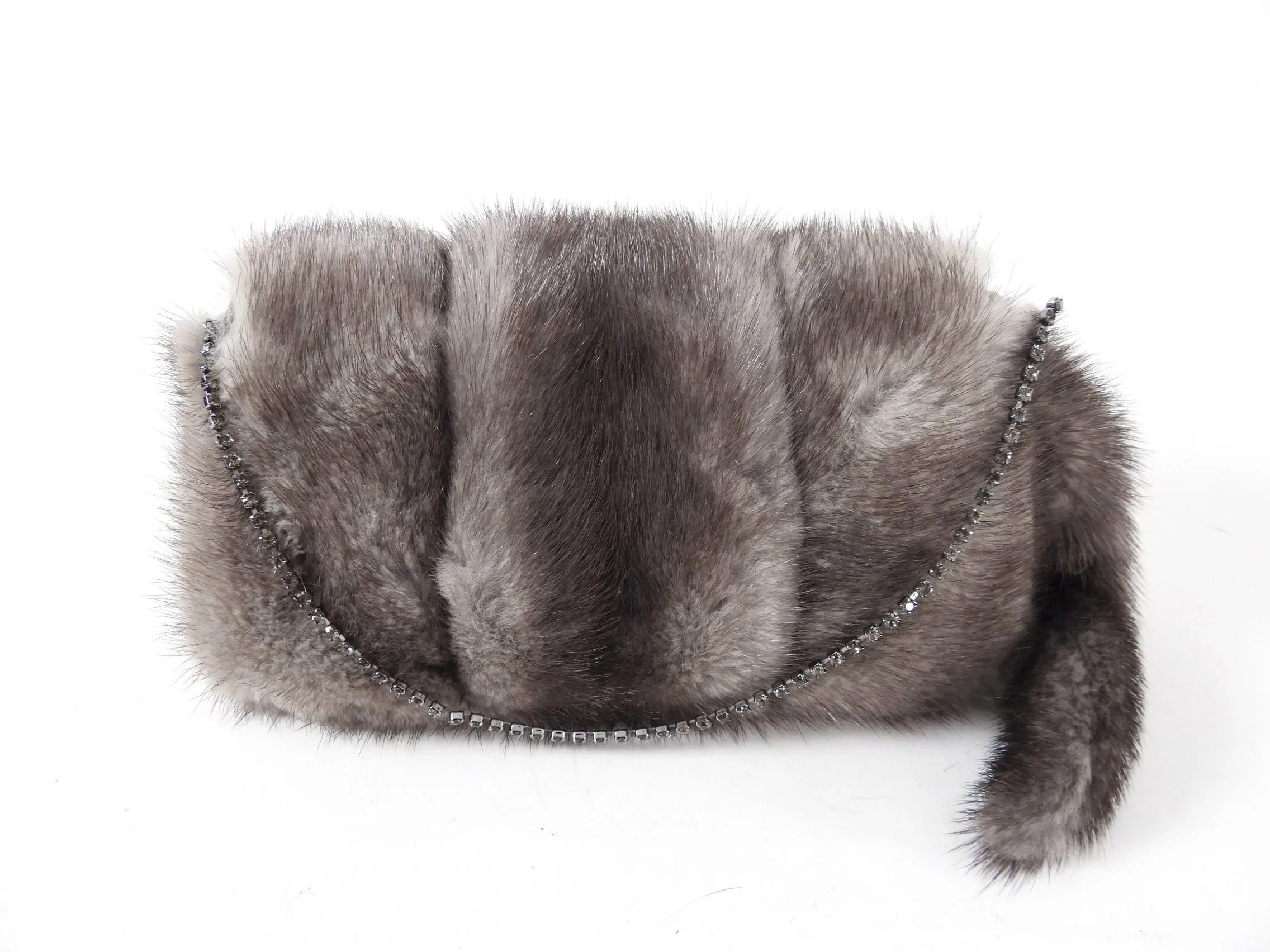 Gucci Tom Ford 2004 Grey Mink Fur Mini Dragon Evening Bag
